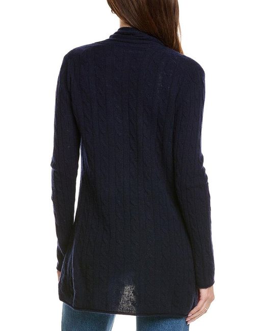 Hannah Rose Blue Breezy Cable Wool & Cashmere-Blend Duster