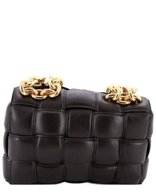 Bottega Veneta Black Cassette Chain Crossbody Bag Padded Maxi Intrecciato Leather (authentic Pre-loved)
