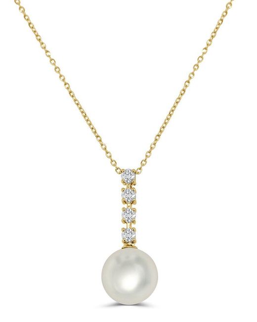 Sabrina Designs Metallic 14K 0.25 Ct. Tw. Diamond Pearl Pendant Necklace