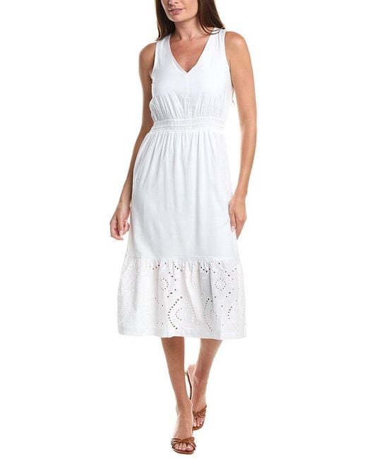 Splendid White Eyelet Midi Dress