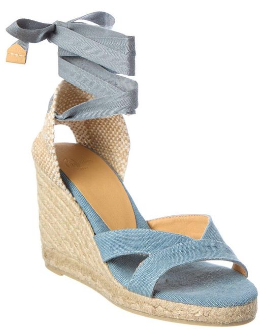Castaner Blue Castaner Bailey Cotton Wedge Sandal