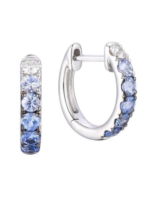 Gregg Ruth Blue 14K 0.78 Ct. Tw. Diamond & Sapphire Huggie Earring