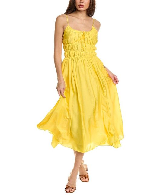 Joie Yellow Elena Silk-blend Midi Dress