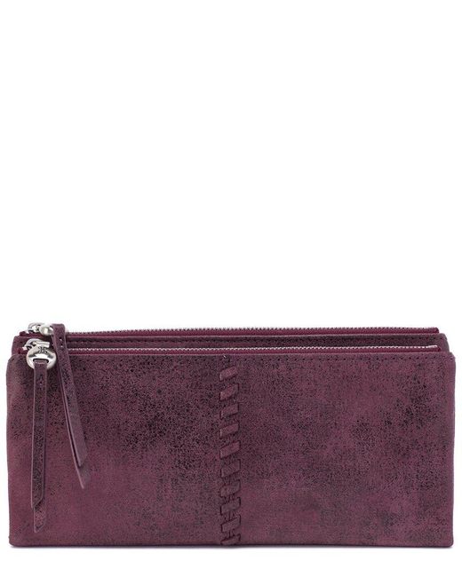 Hobo International Purple Keen Large Zip Top Leather Wallet