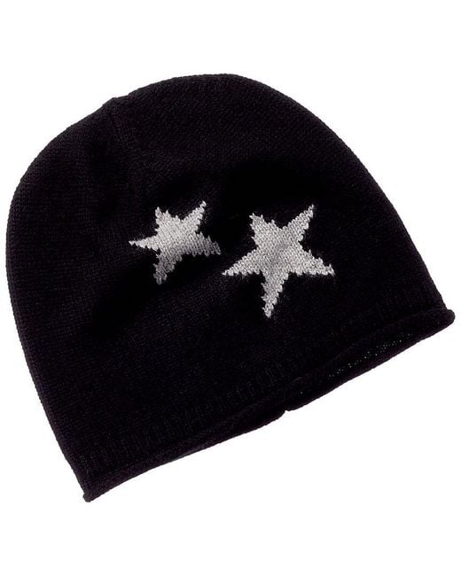Sofiacashmere Black Intarsia Star Cashmere Beanie