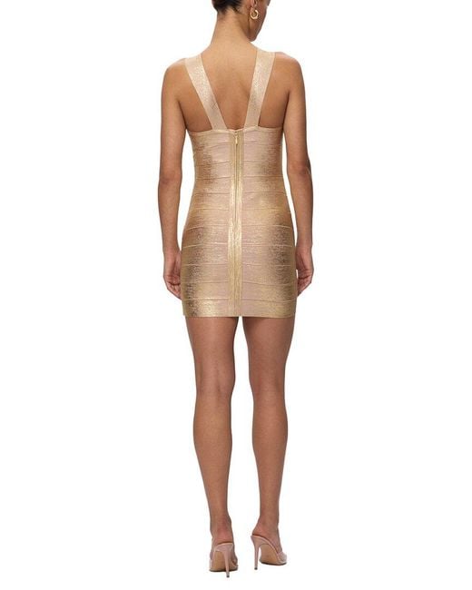 Hervé Léger Natural The Metallic Louisa Dress