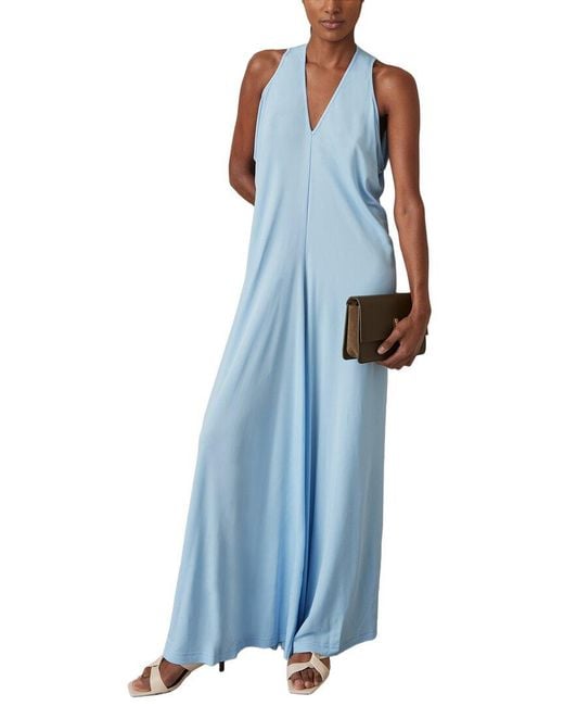 Reiss Blue Delia Jersey Maxi Dress