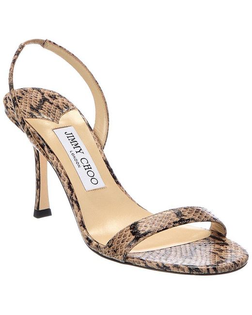 Jimmy Choo Metallic Jenn 85 Snake-Embossed Leather Slingback Sandal