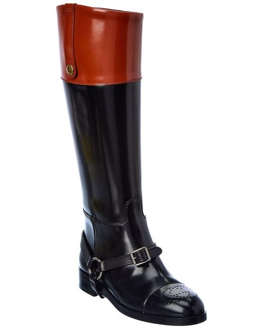 Gucci Harness Leather Knee-high Boot in Black | Lyst