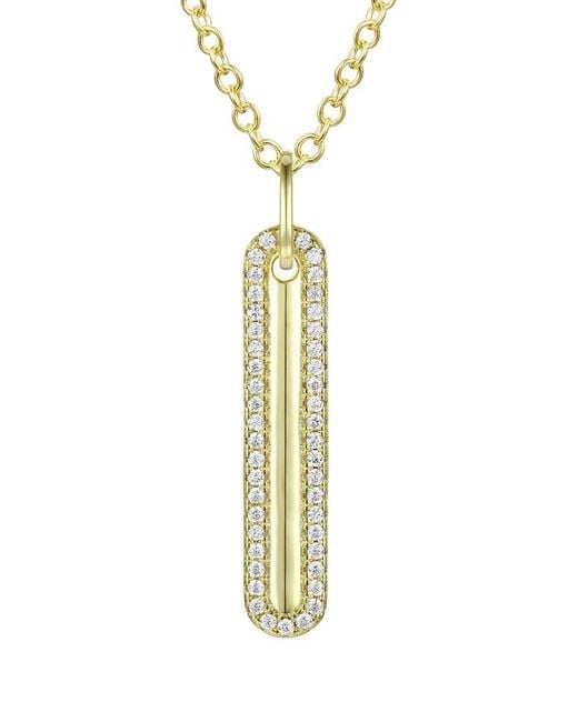 Genevive Jewelry Metallic 14k Over Silver Cz Long Pendant Necklace