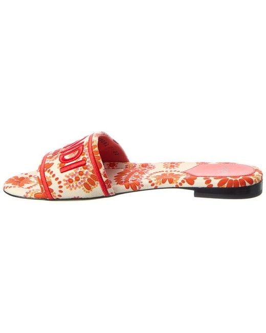 Fendi Red Sunshine Canvas Sandal