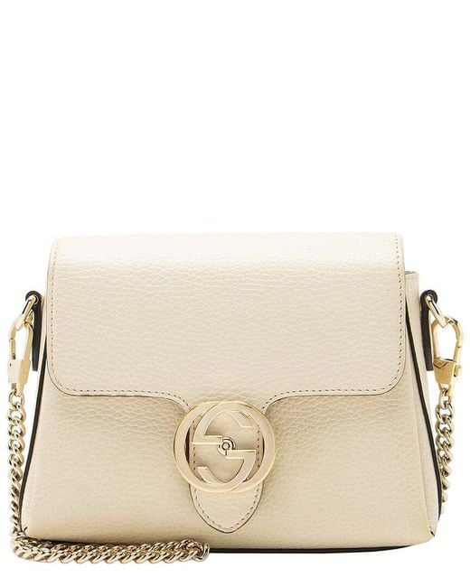 Gucci Natural Beige Leather Interlocking G Small Crossbody (authentic Pre-loved)