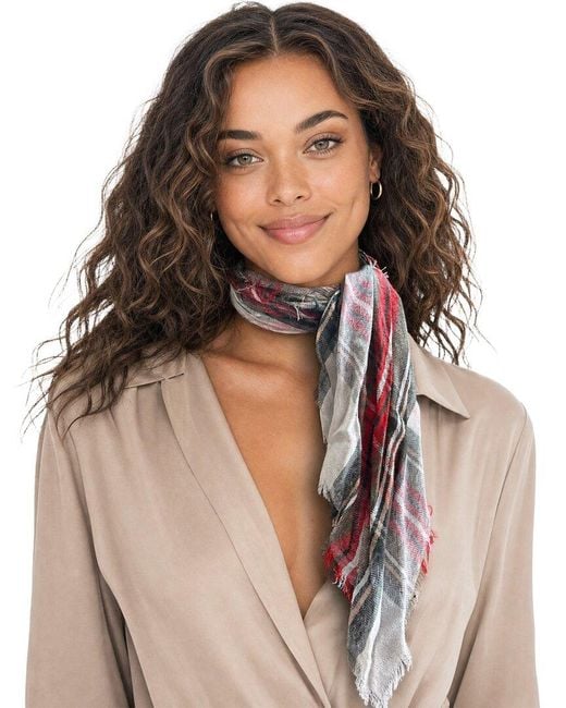Blue Pacific White Scottish Plaid Cashmere-Blend Neckerchief