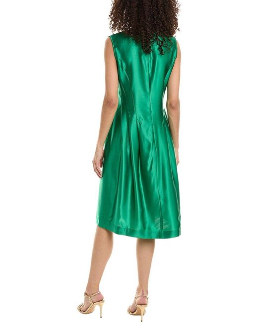 Frances Valentine Green Florencia Silk A-line Dress