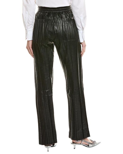 Helmut Lang Green Pleat Leather Car Trouser