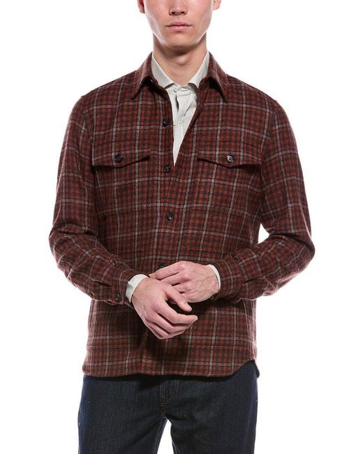 Isaia Brown Cashmere Shirt for men