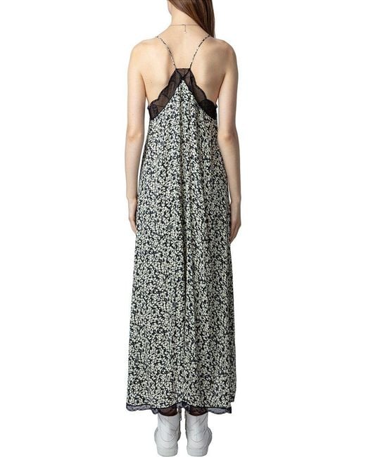 Zadig & Voltaire Gray Risty Crepe Bico Flowers Dress