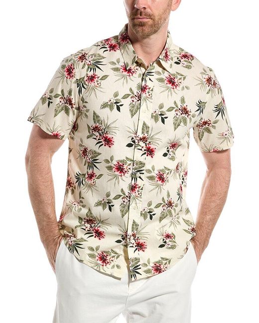 Slate & Stone Natural Printed Poplin Shirt for men