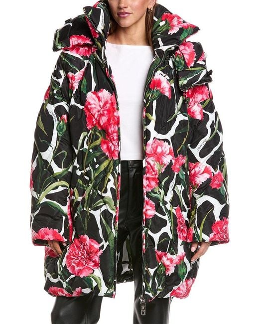 Dolce & Gabbana Red Oversized Quilted Coat
