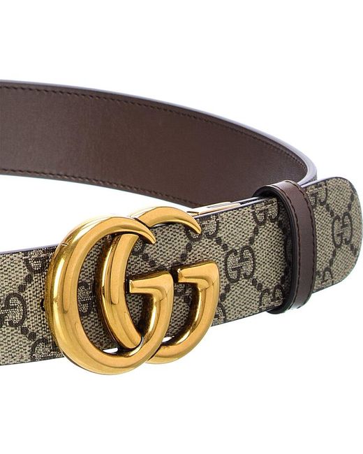 Gucci Brown GG Marmont Reversible GG Supreme Canvas & Leather Belt