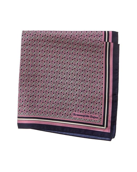 Zegna Purple Silk Pocket Square for men