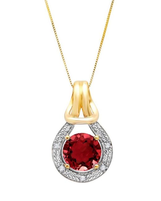 MAX + STONE Pink Max + Stone 10k 2.25 Ct. Tw. Diamond & Garnet Pendant Necklace