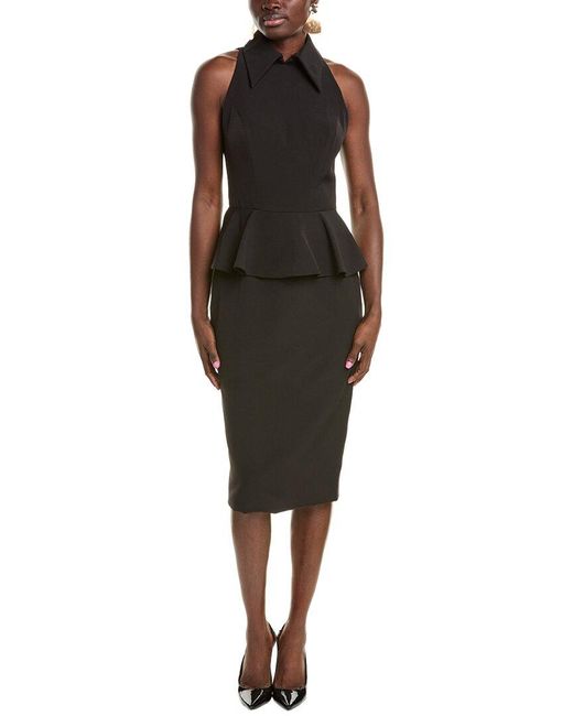 Rene Ruiz Black Halter Peplum Cocktail Dress