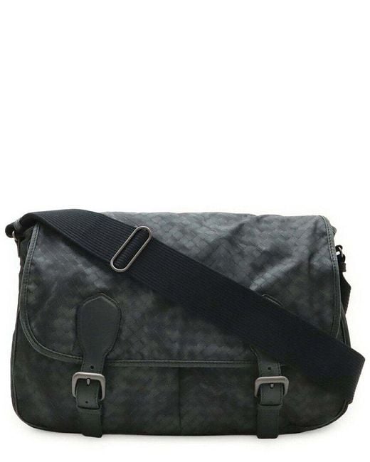Bottega Veneta Black Nylon Intreccio Messenger Bag (authentic Pre-loved)