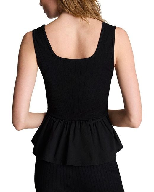 Kenneth Cole Black Combo Peplum Tank Seamless