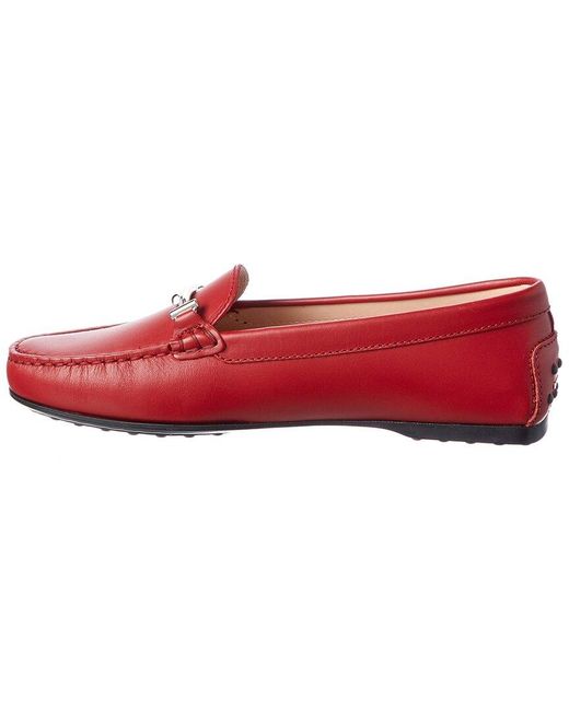 Tod's Red Double T Leather Loafer