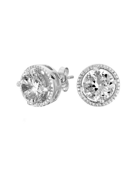 Rachel Glauber White Silver Cz Halo Studs