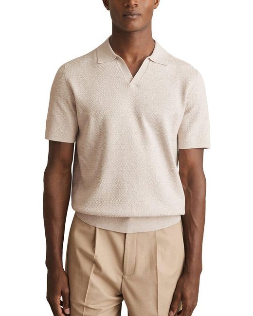 Reiss Brown Tyne Open Collar Soft Top for men