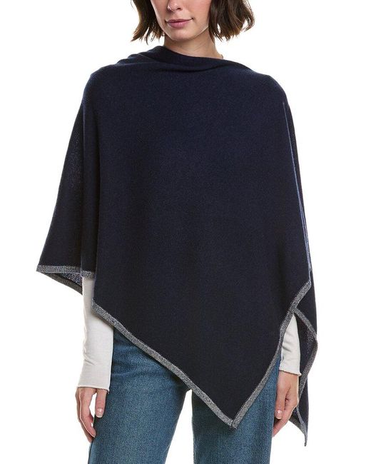 Sofiacashmere Blue Sofiacashmere Lurex Tipped Wool & Cashmere-Blend Poncho