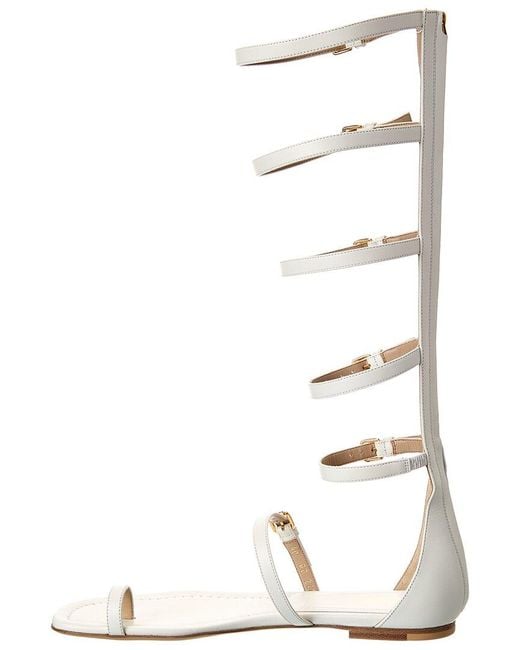 Michael Kors White Juliette Leather Gladiator Sandal