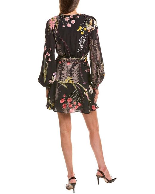 Reiss Black Kiera Floral Flippy Print Dress