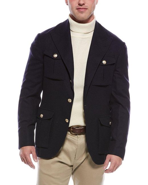 Brunello Cucinelli Blue Wool, Cashmere, & Silk-blend Blazer for men
