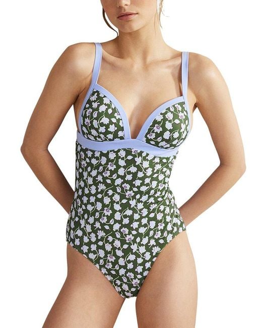 Boden Blue Triangle Panelled Swimsuit
