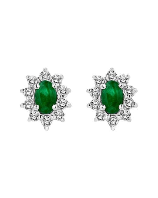 Diana M Green Fine Jewelry 14k 0.70 Ct. Tw. Diamond & Emerald Earrings