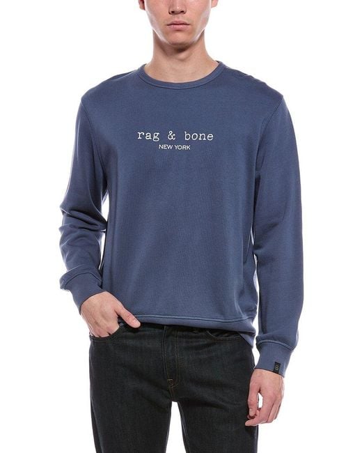 Rag & Bone Blue Massey Terry Crewneck Sweatshirt for men