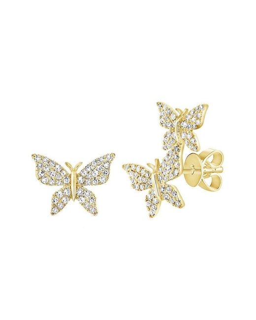 Sabrina Designs Metallic 14K 0.35 Ct. Tw. Diamond Butterfly Mismatched Studs