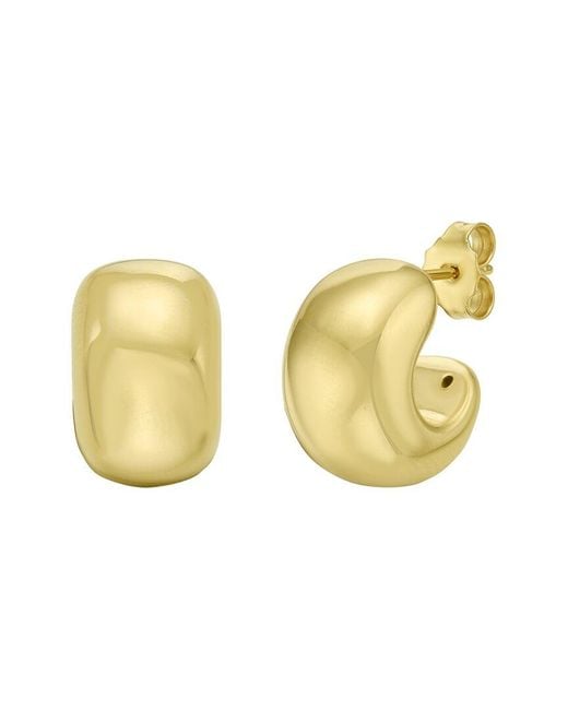 Italian Gold Yellow 14K Puffed C Huggie Earrings