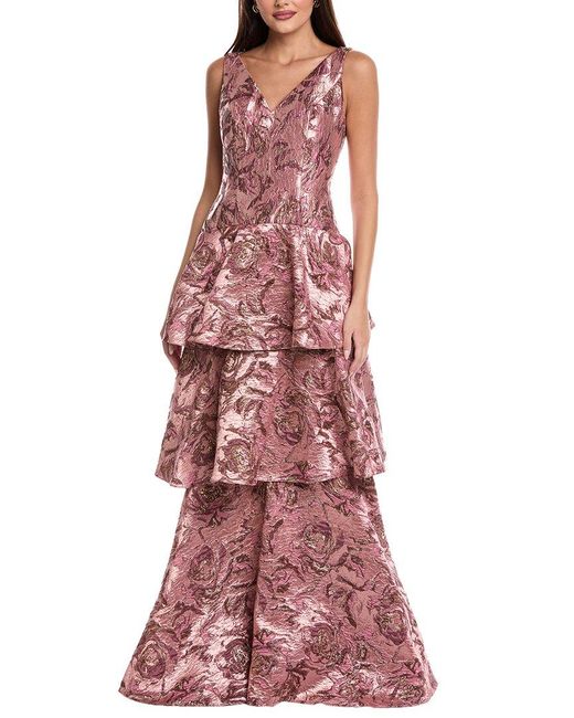 Rene Ruiz Purple Metallic Jacquard Gown