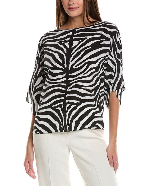 Michael Kors Black Nikki Brushstroke Zebra-print Top