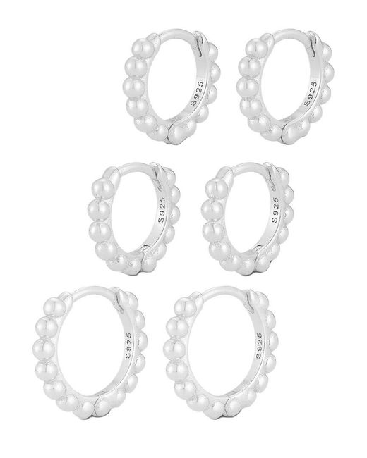Glaze Jewelry White Silver Triple Hoops