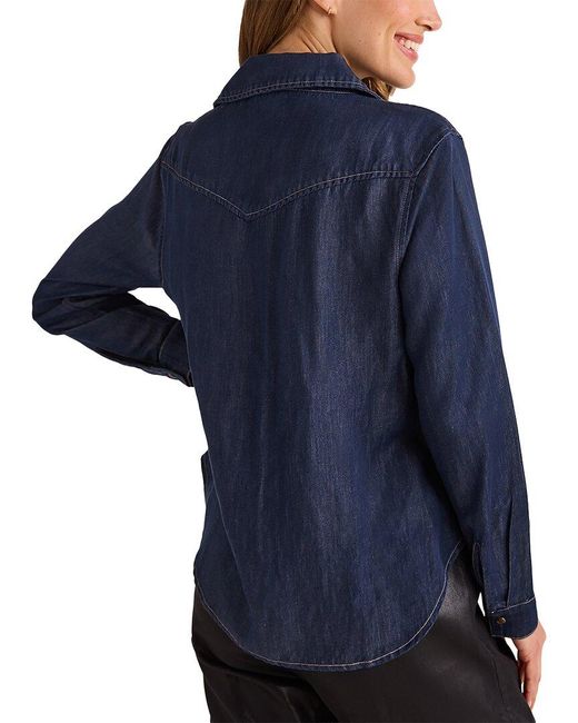 Bella Dahl Blue Linen-Blend Western Shirt