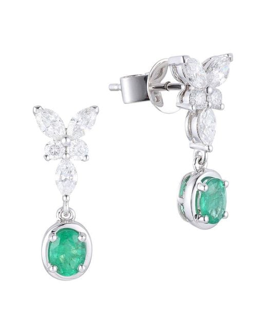 Gregg Ruth White 14K 1.02 Ct. Tw. Diamond & Emerald Butterfly Earring