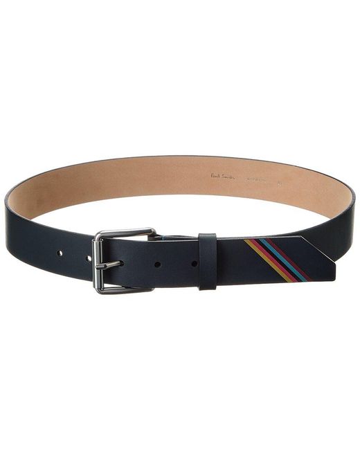 Paul Smith Blue Artist Stripe Leather Belt for men
