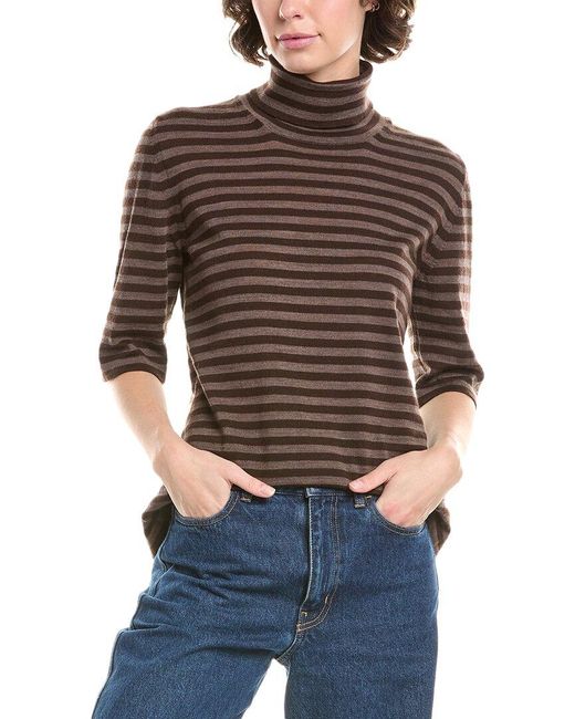 Max Mara Brown Vadius Wool Mock Neck Sweater