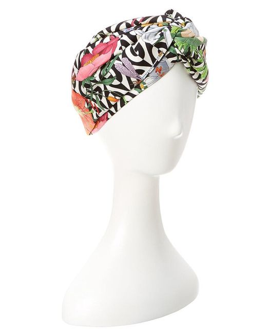 Gucci White Flora & G Rhombus Print Silk Headband