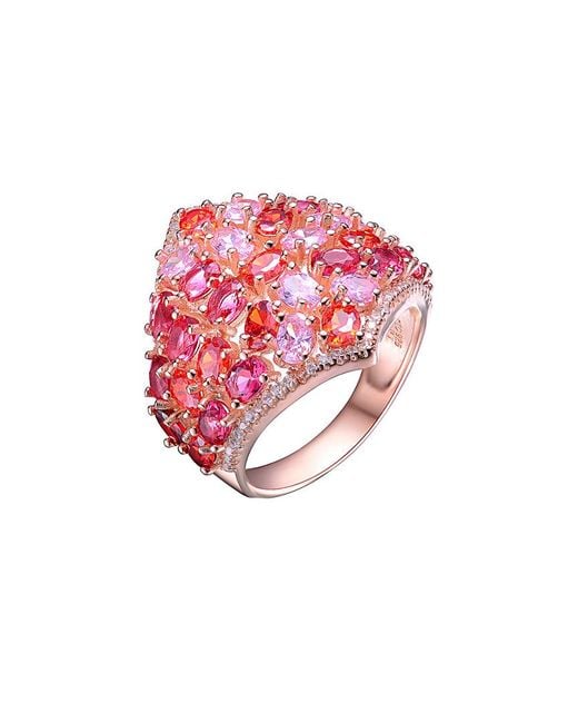 Genevive Jewelry Pink 14k Rose Gold Vermeil Cz Ring